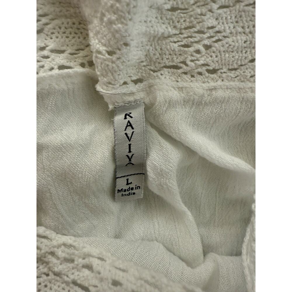 Raviva Women’s Size Large White Maxi Rayon/Cotton Tiered Cottagecore Dress Boho - Picture 6 of 8